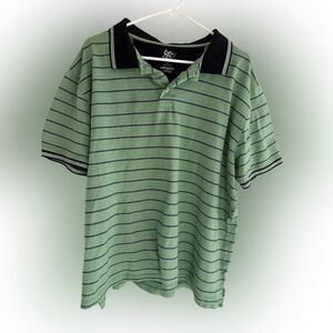 Men's Green Striped Polo Shirt
